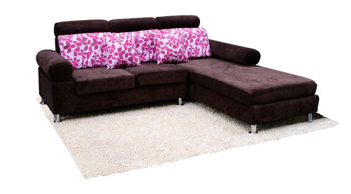 โซฟาผ้าเข้ามุม สีน้ำตาล